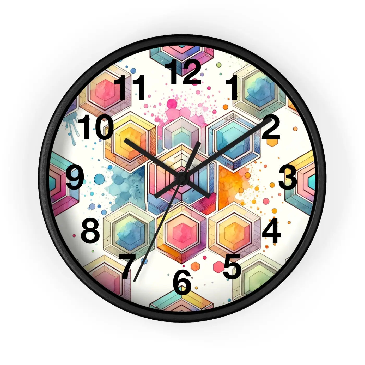 Abstract Geometric Wall Clock – Colorful Wood - Dipaliz