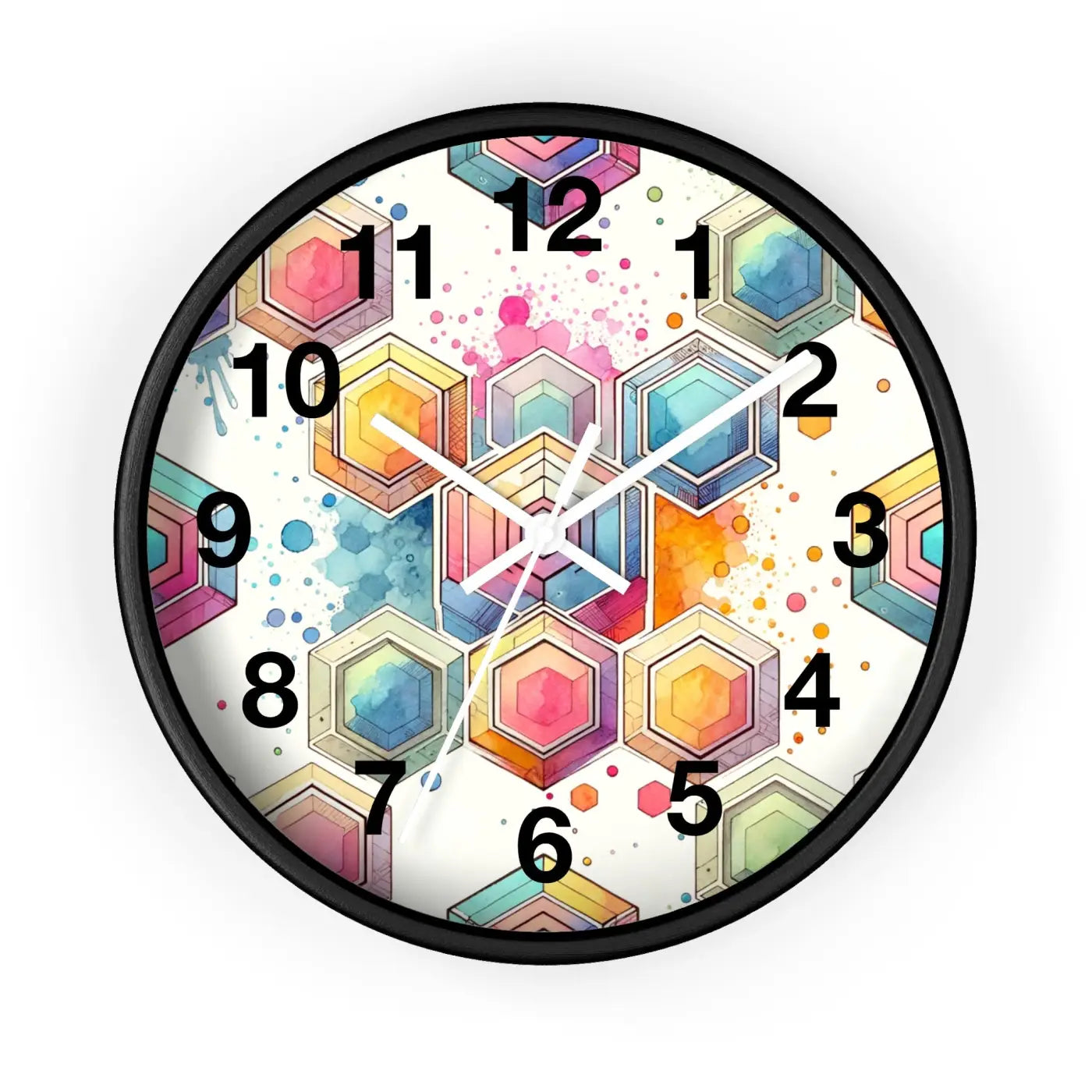 Abstract Geometric Wall Clock – Colorful Wood - Dipaliz