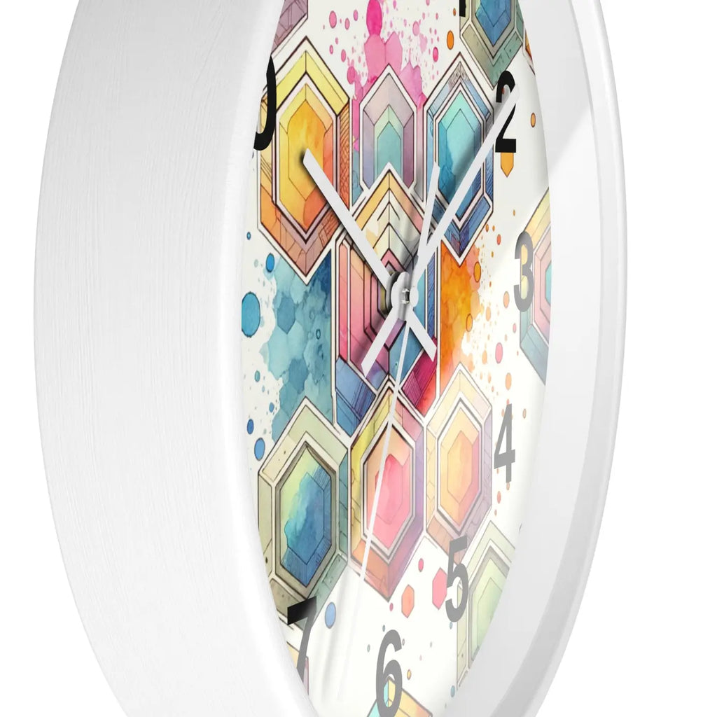 Abstract Geometric Wall Clock – Colorful Wood - Dipaliz