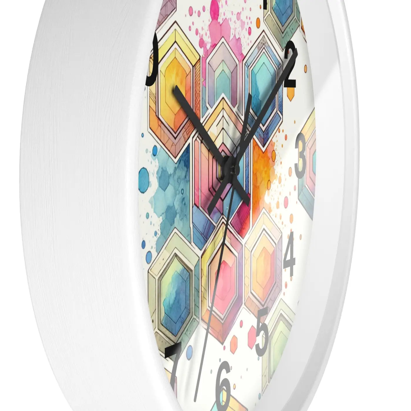 Abstract Geometric Wall Clock – Colorful Wood - Dipaliz