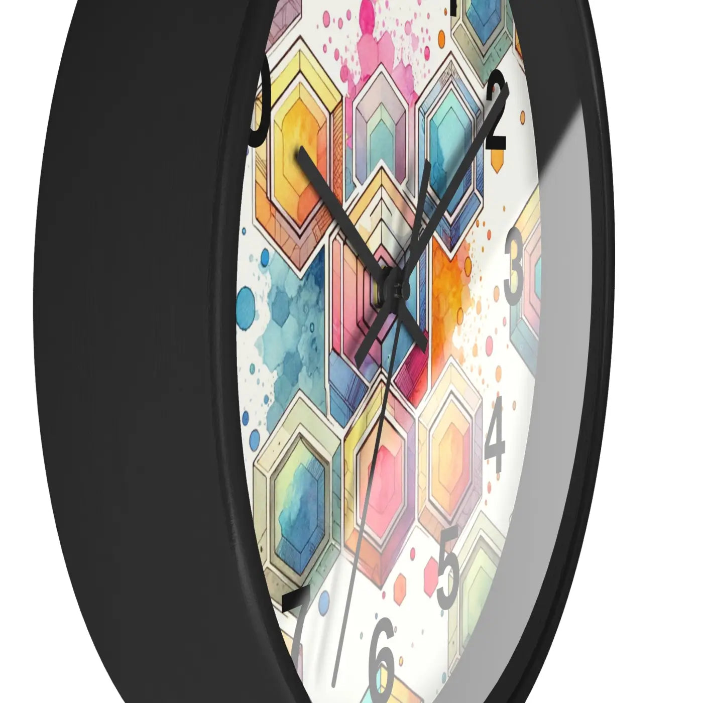 Abstract Geometric Wall Clock – Colorful Wood - Dipaliz