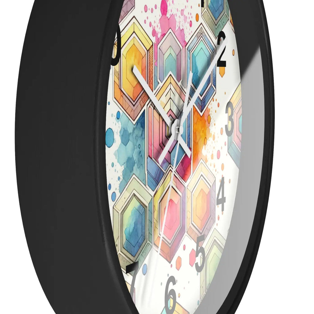 Abstract Geometric Wall Clock – Colorful Wood - Dipaliz