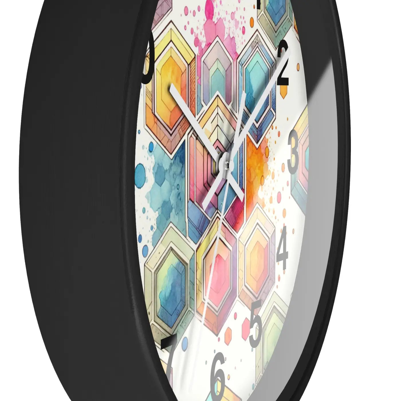 Abstract Geometric Wall Clock – Colorful Wood - Dipaliz