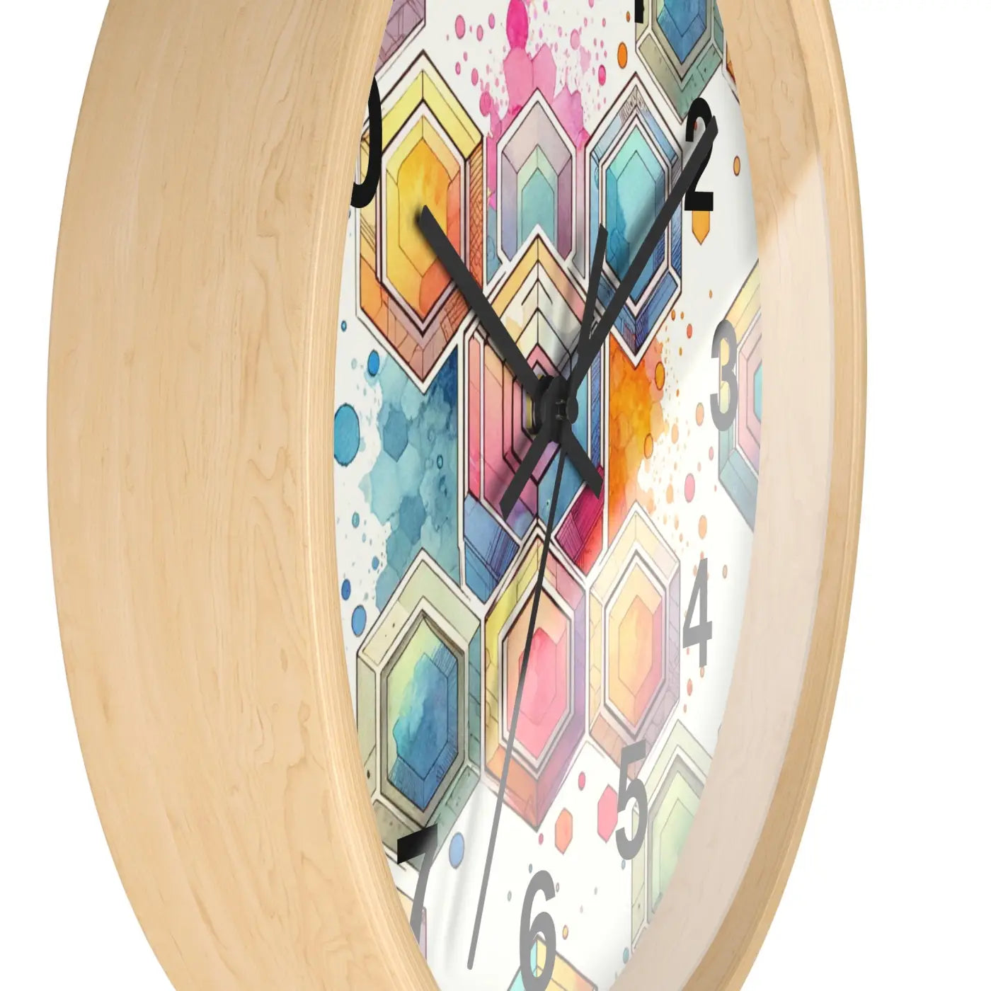 Abstract Geometric Wall Clock – Colorful Wood - Dipaliz
