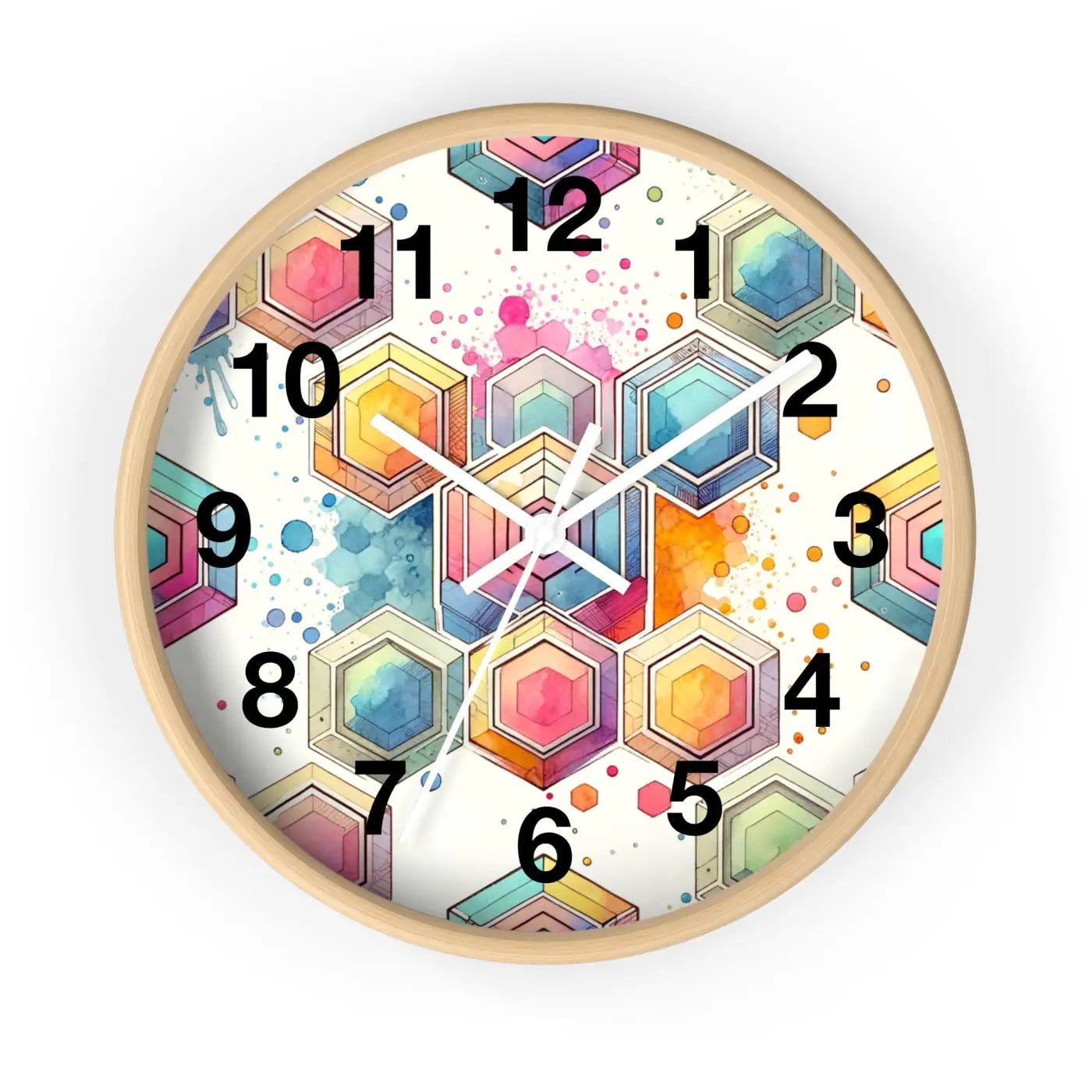 Abstract Geometric Wall Clock – Colorful Wood - Dipaliz