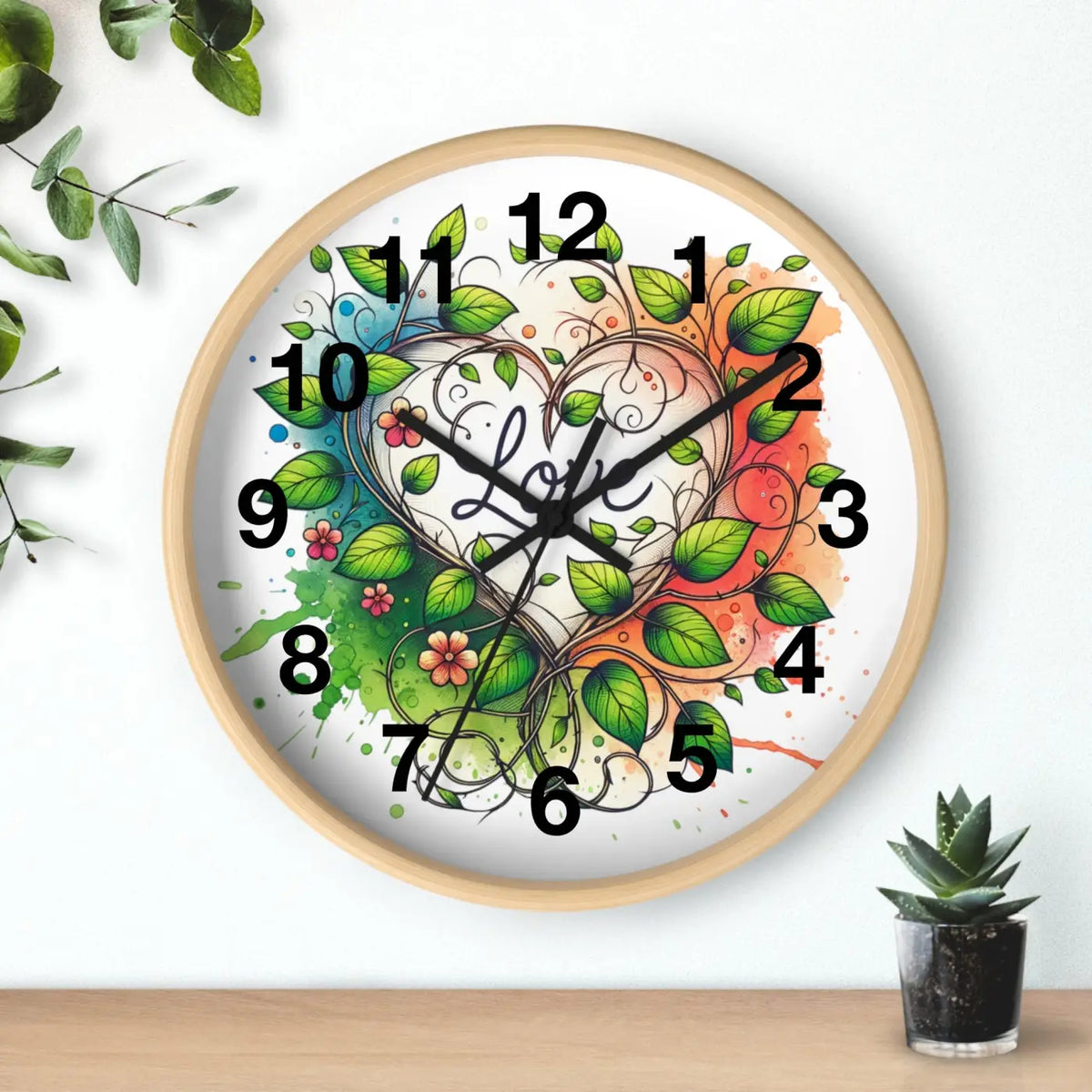 Wall Clock Flower Vines Wood Practical Addition Dipaliz