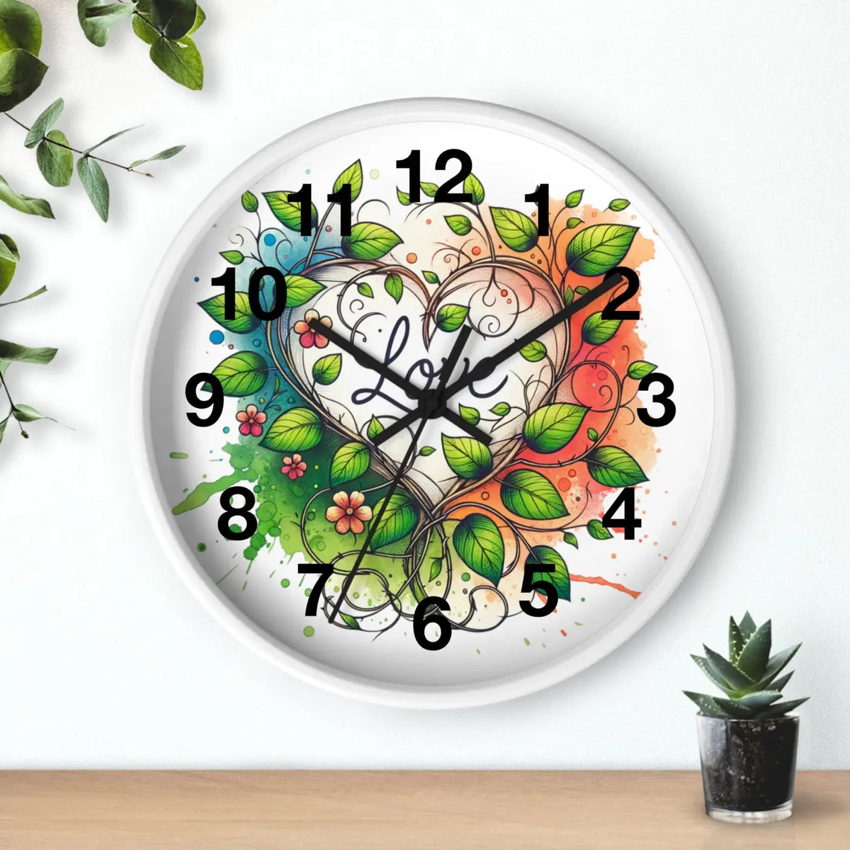 Wall Clock Flower Vines Wood Practical Addition Dipaliz