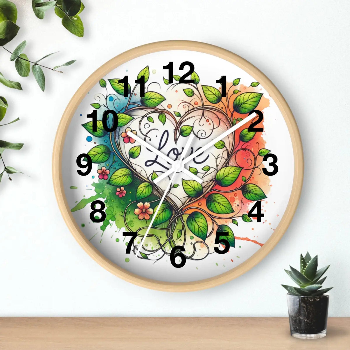 Wall Clock Flower Vines Wood Practical Addition Dipaliz