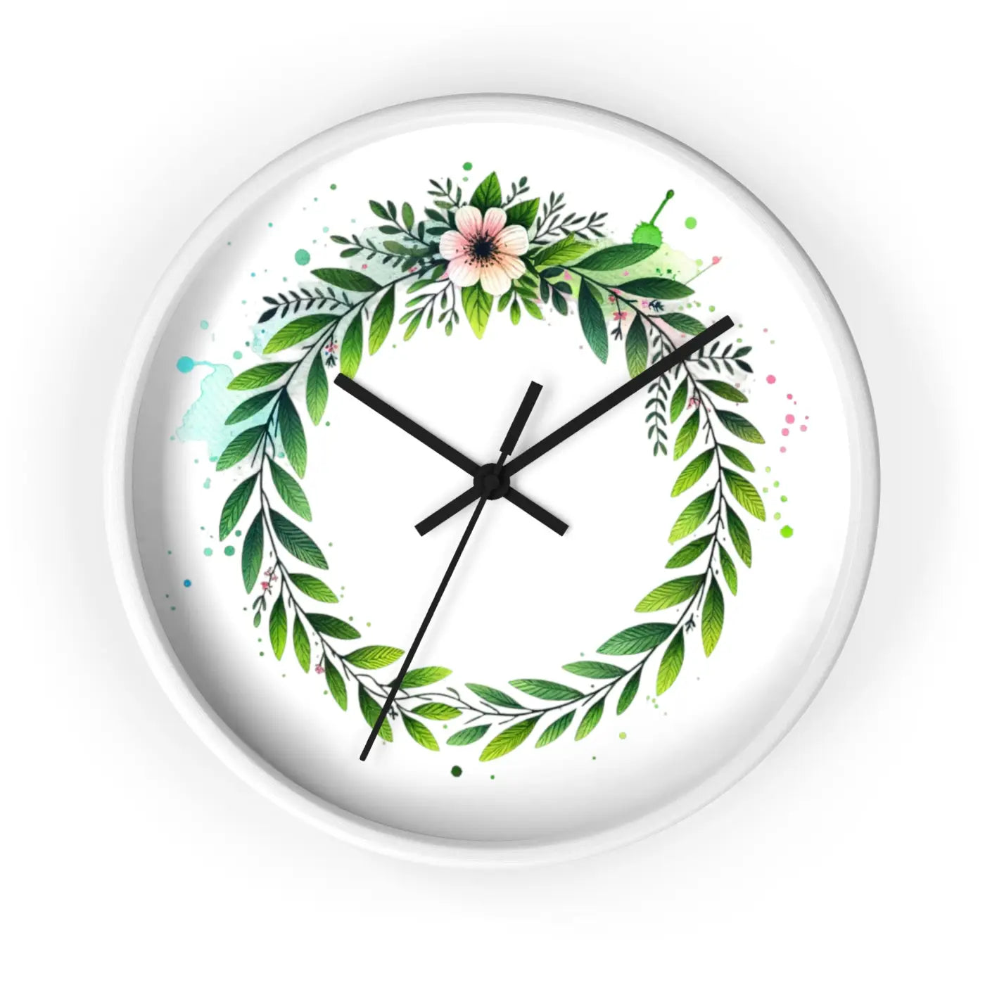 Floral Wreath Wall Clock – Eco-friendly Wood - Dipaliz