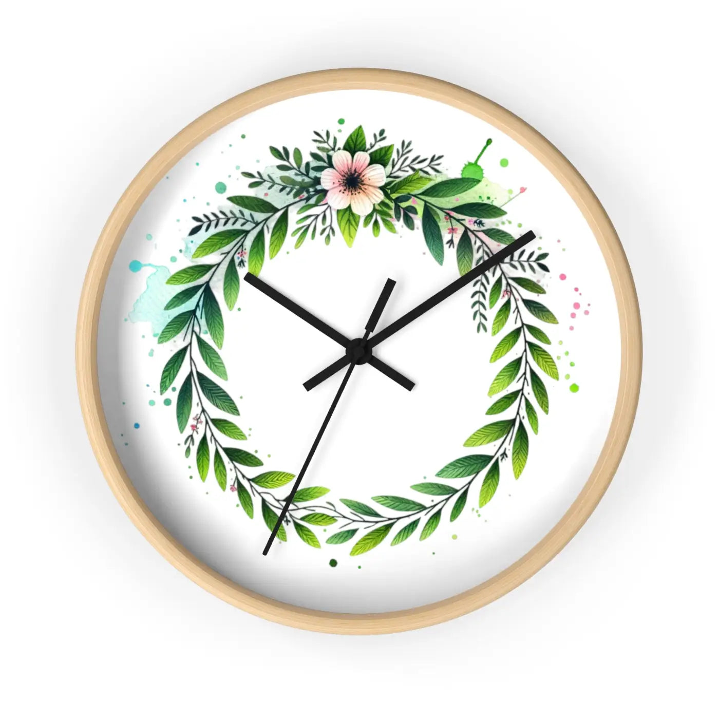 Floral Wreath Wall Clock – Eco-friendly Wood - Dipaliz
