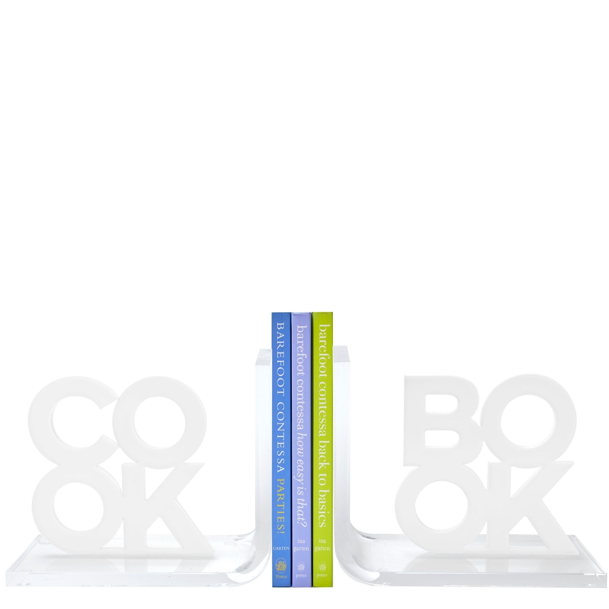 White Cook & Book Acrylic Bookends
