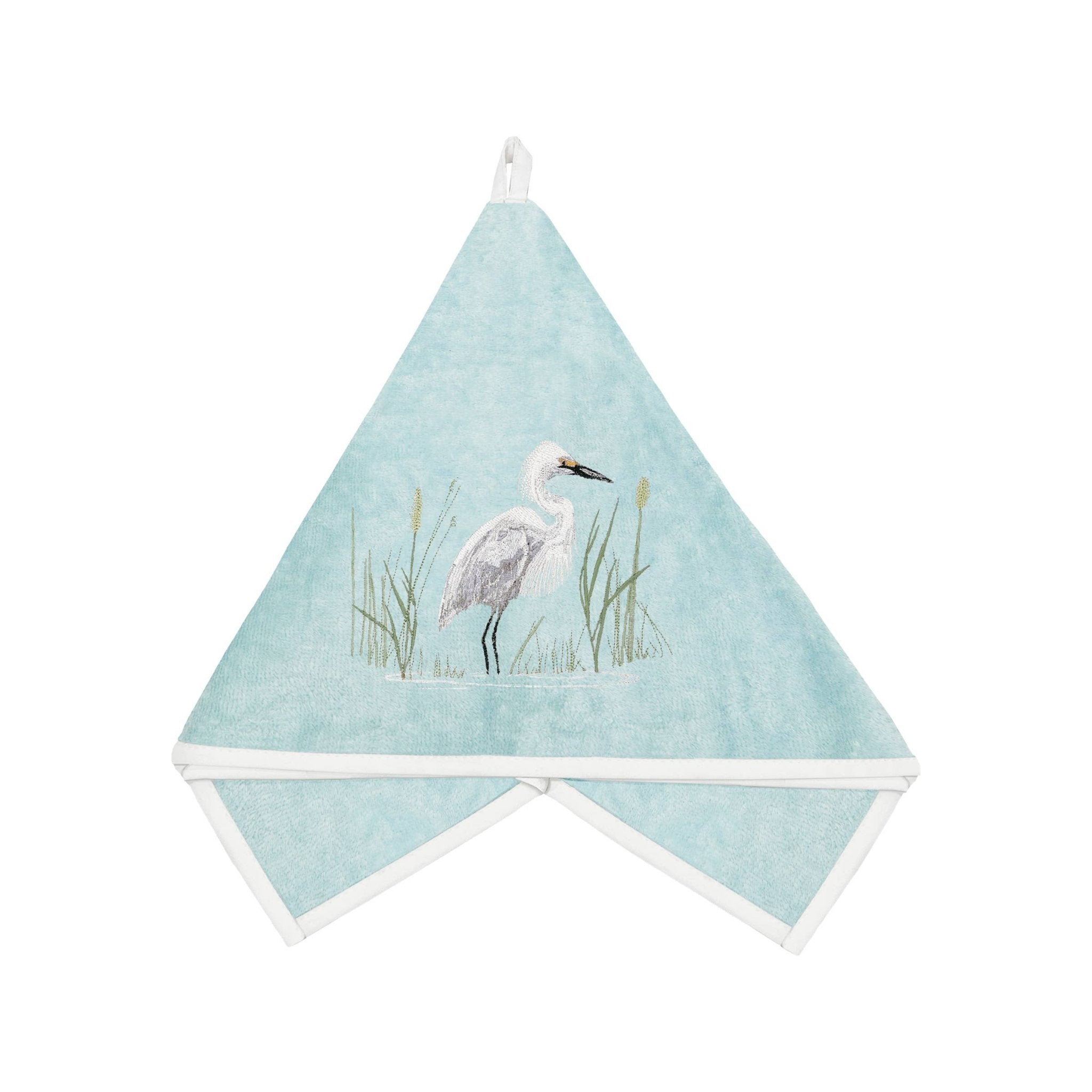 White Egret Bird Terrycloth Guest Hand Towel
