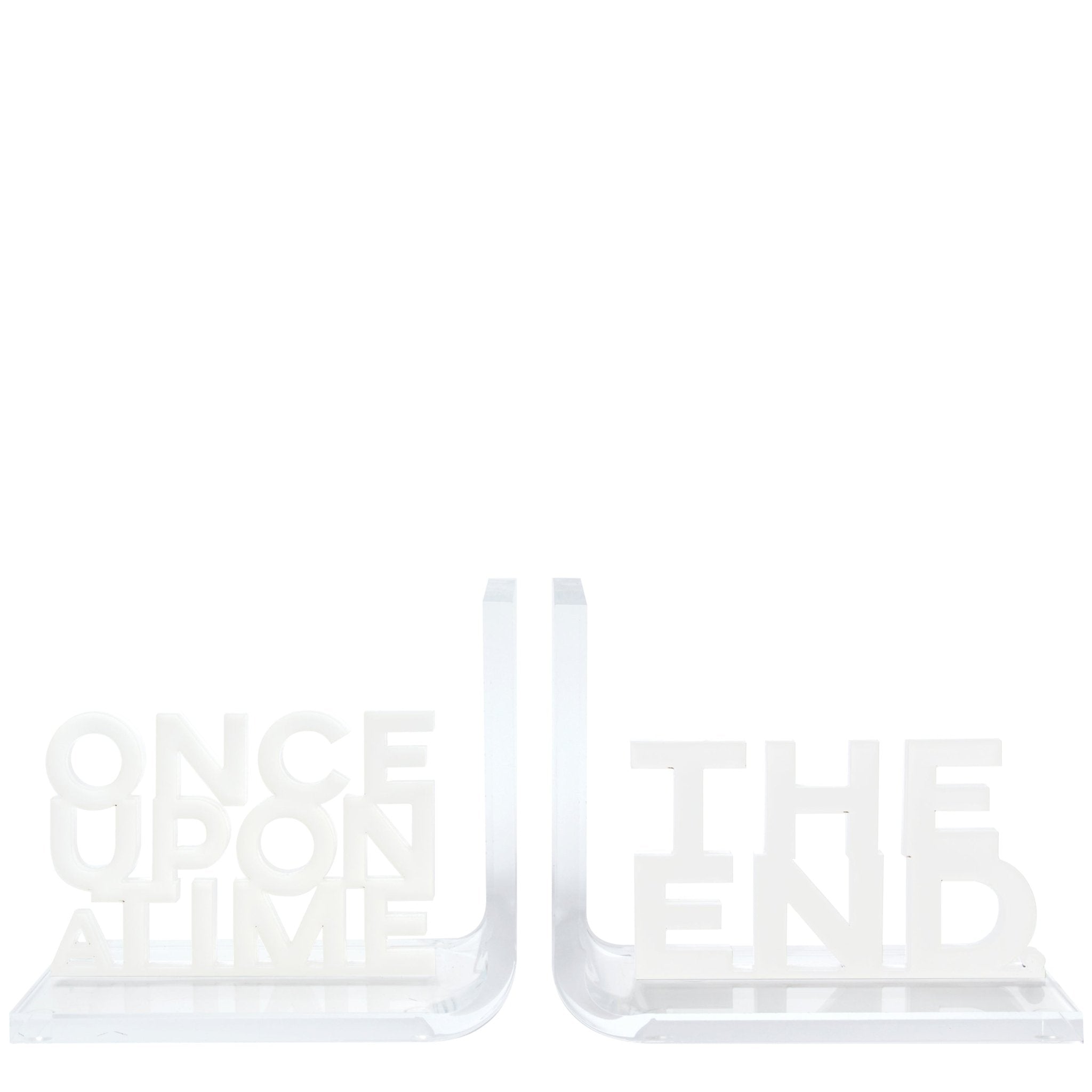 White Once Upon A Time & The End Acrylic Bookends