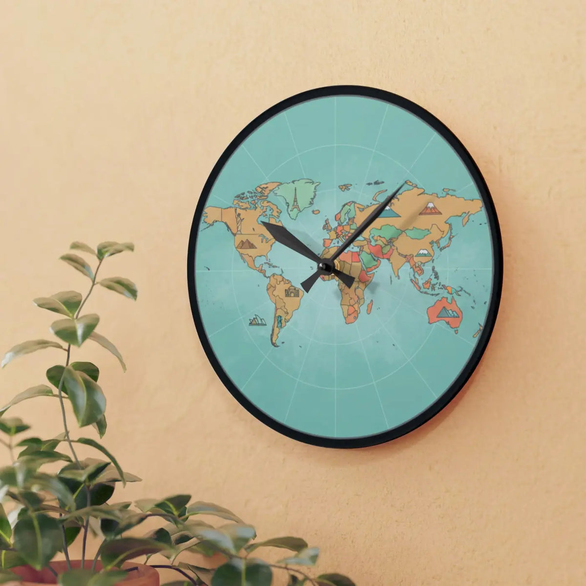 World Map Acrylic Wall Clock – Living Room - Dipaliz